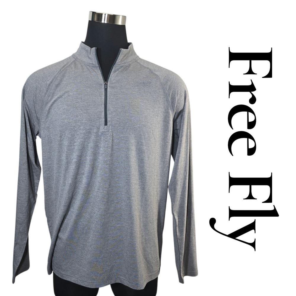 Free Fly Mens Bamboo Midweight Quarter Zip Pullover Heather Grey XL